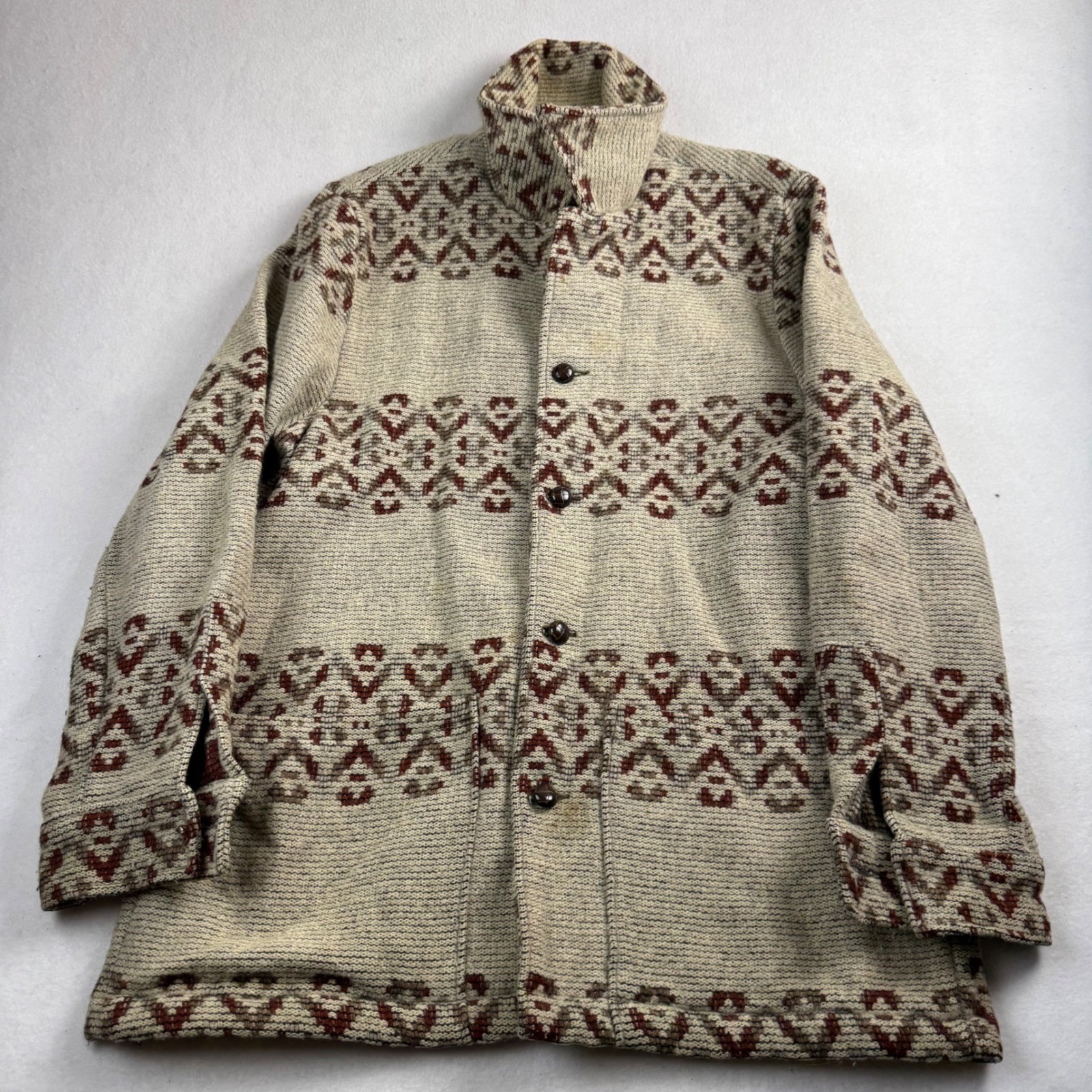 Vintage 80s Woolrich Navajo Wool Blanket Coat Western Ranch Jacket Large